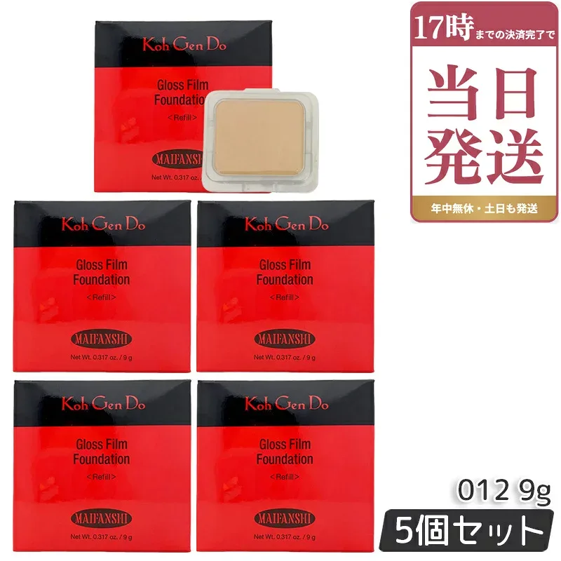 江原道 Koh Gen Do マイファンスィー グロス フィルム ファンデーション 9g 5個セット 012 レフィル スポンジ付き パウダーファンデ SPF30 PA+++ カバー力 ツヤ ベースメイク メイクアップ 化粧下地 崩れない Koh Gen Do こうげんどう 江源道 正規品
