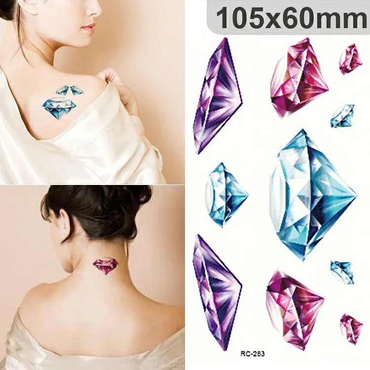 タトゥーシール 文字 指 記号 星 スター バーコード 花 薔薇 ローズ 蝶 バタフライ ハート 心 アクセサリー ジュエリー 羽 ハート メタル ステッカー フラッシュタトゥー Tatoo sthc-rc-19 rc-283 105×60mm