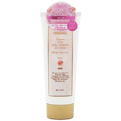 【在庫僅少】フェルナンダ フレグランス クールノンケミカルUVクリーム モモ【SPF50+・PA++++/耐水性★★】(80g)