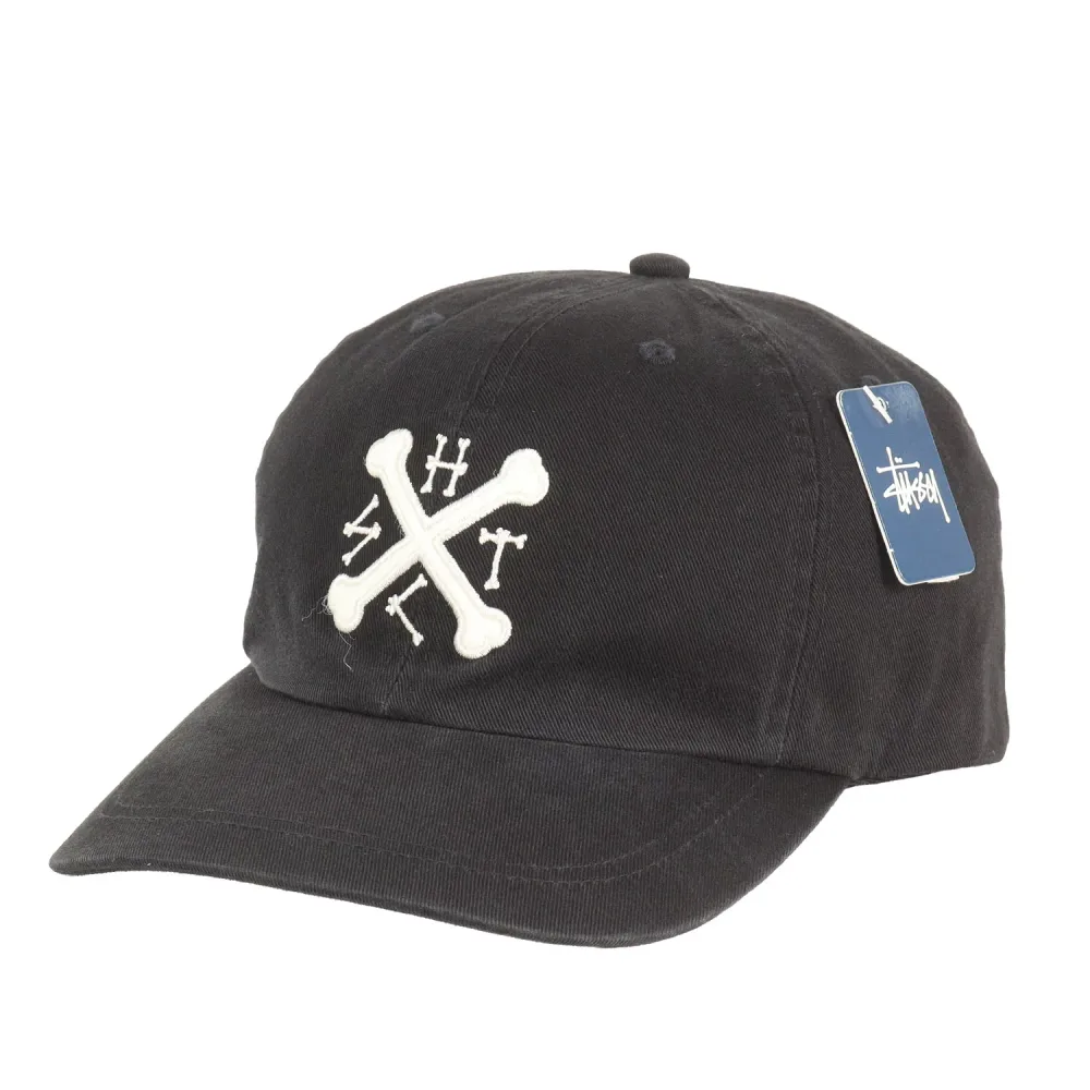 STUSSY ステューシー キャップ ブラック 黒 FREE 00s サンプル品 STHC クロスボーン 6パネルキャップ デッドストック 00年代 アーカイブ 帽子【メンズ】【K4976】