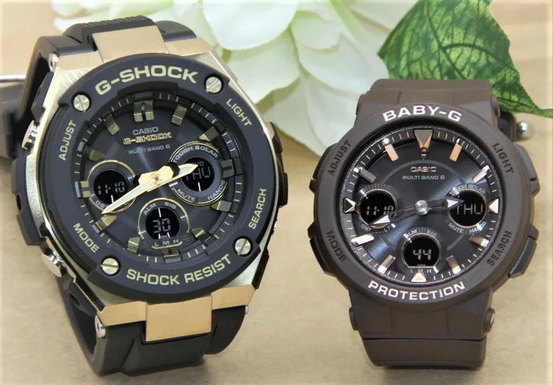 Casio Pair Watch G-Shock Baby G Pair Watch Free Wrapping Popular Wedding Anniversary Retirement Gift Matching Anniversary Wedding Gift Boyfriend Girlfriend Couple Birthday Gift Christmas Solar Radio Watch Analog G-STEEL GST-W300G-1A9JF BGA-2510-5AJF