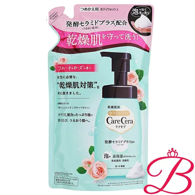 ロート製薬 ケアセラ 泡の高保湿ボディウォッシュ フルーティローズの香り 385mL 詰替え用