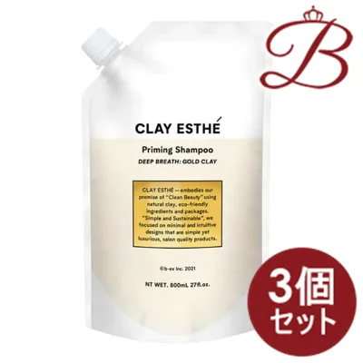 【3個セット】b-ex(ビーエックス) クレイエステ プライミング シャンプー ゴールド クレイ 詰替え 800ml