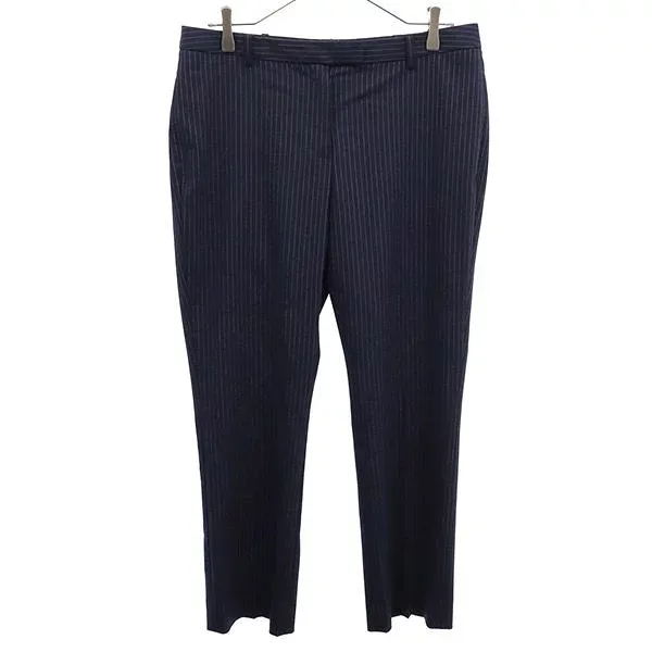346 ブルックスブラザーズ ストライプ ウールブレンド スラックスパンツ 8 ネイビー 346 BROOKS BROTHERS レディース 【中古】 【230415】