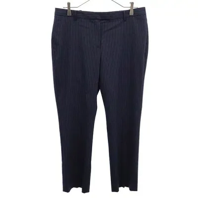 346 ブルックスブラザーズ ストライプ ウールブレンド スラックスパンツ 8 ネイビー 346 BROOKS BROTHERS レディース 【中古】 【230415】