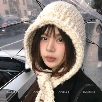 バラクラバ帽 レディース 秋冬 ニット 保温 シンプル 無地 韓国 防寒 伸縮性 暖か フェイスカバー ベーシック 日常使い