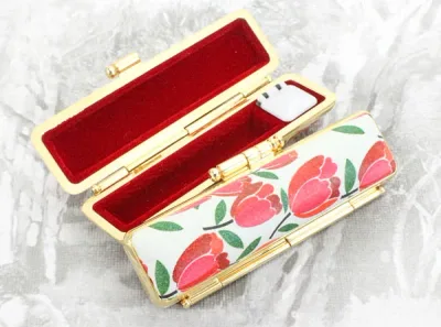 【100円クーポン中】印鑑ケース はんこケース ST枠 ゴールド 花 ケース チューリップ 16.5mm 〜 18mm おしゃれ 印鑑収納 朱肉付き ハンコケース 印鑑 ケース プレゼントやギフトに! 実印 銀行印 認印 個人ハンコ