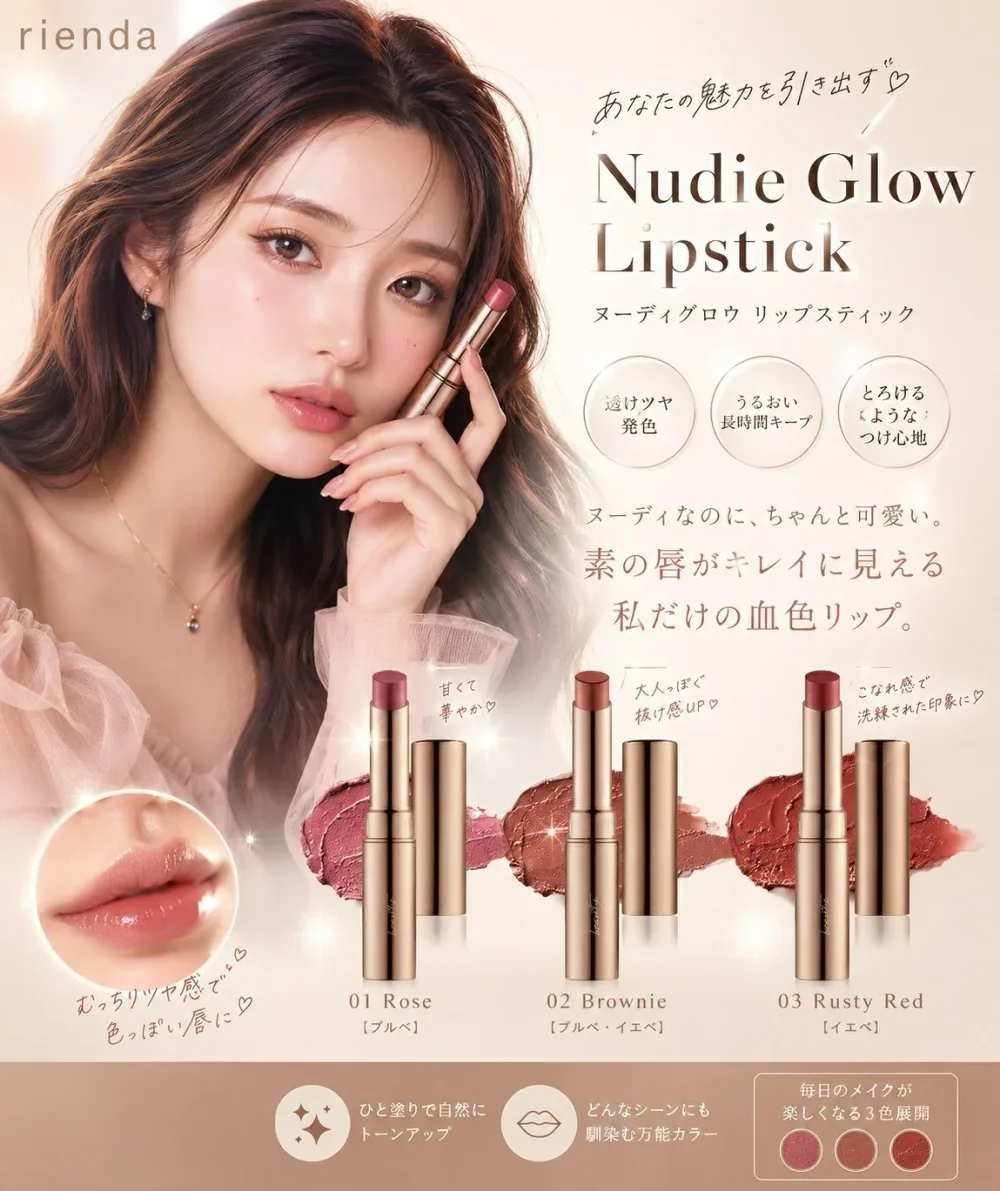 リエンダ ヌーディグロウ リップスティック rienda Nudie Glow Lipstick