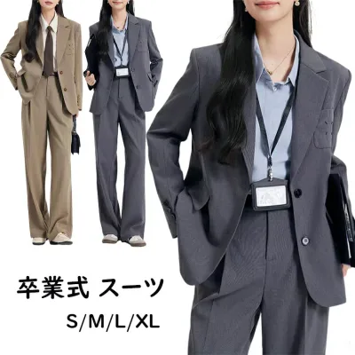 卒入学式 ママ 卒業式スーツ 母親 パンツ 卒業式 パンツスーツ 母 40代 卒業式 スーツ 体型カバー入学式 ママスーツ セットアップ 30代 着回し グレー カーキ 2色 フォーマル テーパードパンツ 2点セット ノーカラー スーツ 入園式 母親 きれいめ 体型カバー 大きいサイズ