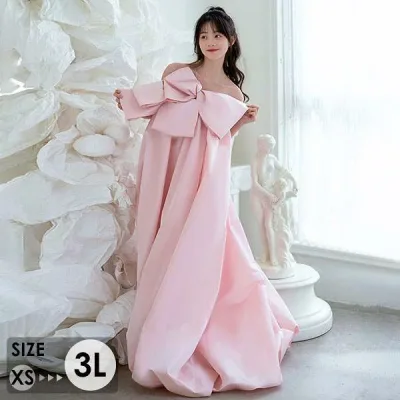 ドレス 大人 ピアノ 発表会 ロングドレス 小さいサイズ ベアショルダー 演奏会 結婚式 母親 演奏会用ドレス ロング 黒 披露宴 レディース