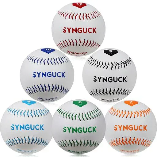 SYNGUCK 重みのある野球ボール 投球練習用ウェイト付きベースボール-球速アップに役立つ練習用ベースボール6個セット (113/170/198/255/283/340g)