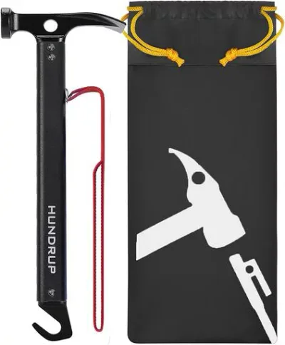 ペグハンマー HUNDRUP キャンプハンマー 高炭素鋼 収納袋付き 3in1多機能 テントハンマー アルミ製 軽量 ペグ打ち ペグ引き 土堀り アウトドア 登山 ツーリングキャンプ 防災 設営用具 日常…