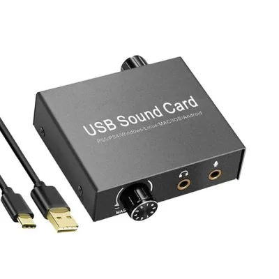 H.May 2.0 USB のサウンド カード、3.5mm 港、USB の運転者自由な可聴周波音 PS5、コンピュータ、パッド、Smartphone、等と互換性がある外的な一定の上箱コンピュータ外的なコンバーター