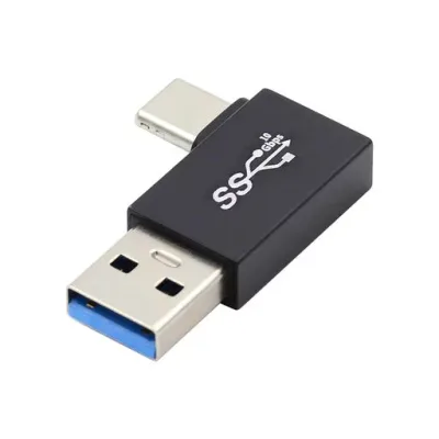 Cablecc 10Gbps USB3.0 タイプ A オス - USB 3.1 タイプ C オス データ充電アダプター 90 度直角 ラップトップ電話用