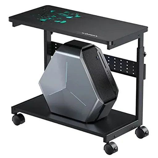 U-POWER 昇降式L字デスク PCラック パソコンラック pcワゴン 高さ調整可能(幅32✕奥行67x高さ60~80cm)ブラックX-1