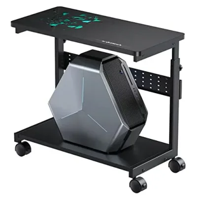U-POWER 昇降式L字デスク PCラック パソコンラック pcワゴン 高さ調整可能(幅32✕奥行67x高さ60~80cm)ブラックX-1
