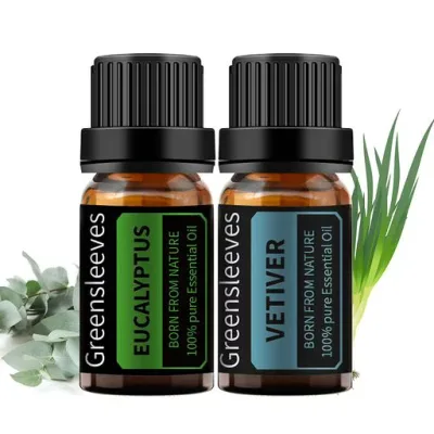 GREENSLEEVES エッセンシャルオイル 100% ピュア精油 ナチュラル ディフューザー用 マッサージ用 アロマ テラピー 10ml (ベチバー ユーカリ)