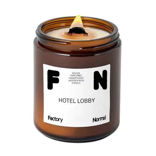 ウッド芯キャンドル パチパチ音がする茶色い瓶パフュームソイキャンドル癒しグッズギフトアロマキャンドル (210g, Hotel Lobby)