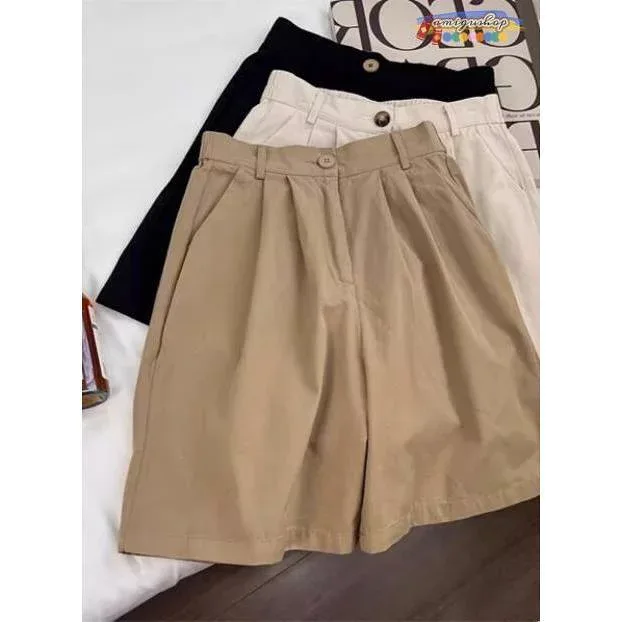 ショートパンツ ハイウエスト チノパン ハーフパンツ 無地 シンプル キュロット レディース 春夏