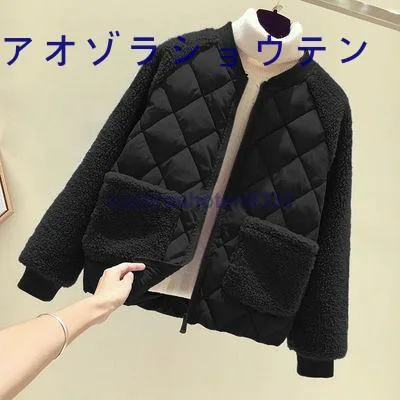 キルティングコート ショートコート 短い ジャケット トップス レディース Vネック 長袖 無地 保温 ゆったり 体型カパー 防寒 カジュアル風 シンプル 秋 冬 30代