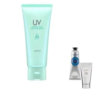★女子力UPコフレ/送料無料★アルビオン スーパーUVカット シルキーフィール ボディ(SPF42/PA+++)(100g) ハンドクリームコフレ<4969527503806>