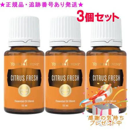 YOUNG LIVING ヤング・リビング ブレンドエッセンシャルオイル シトラスフレッシュ 15mL 3個セット プレゼント付