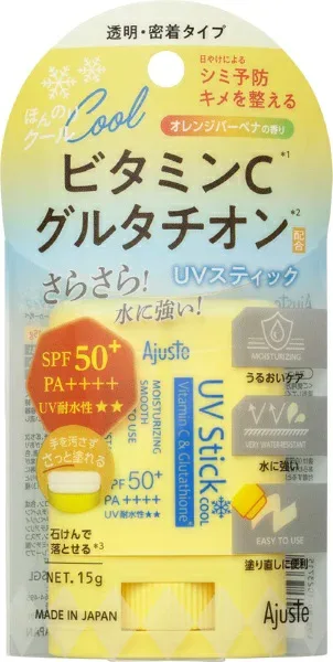 DOSHISHA|ドウシシャ Ajuste(アジャステ)VCグルタチオンUVスティック オレンジバーベナの香り 15g SPF50+/PA++++
