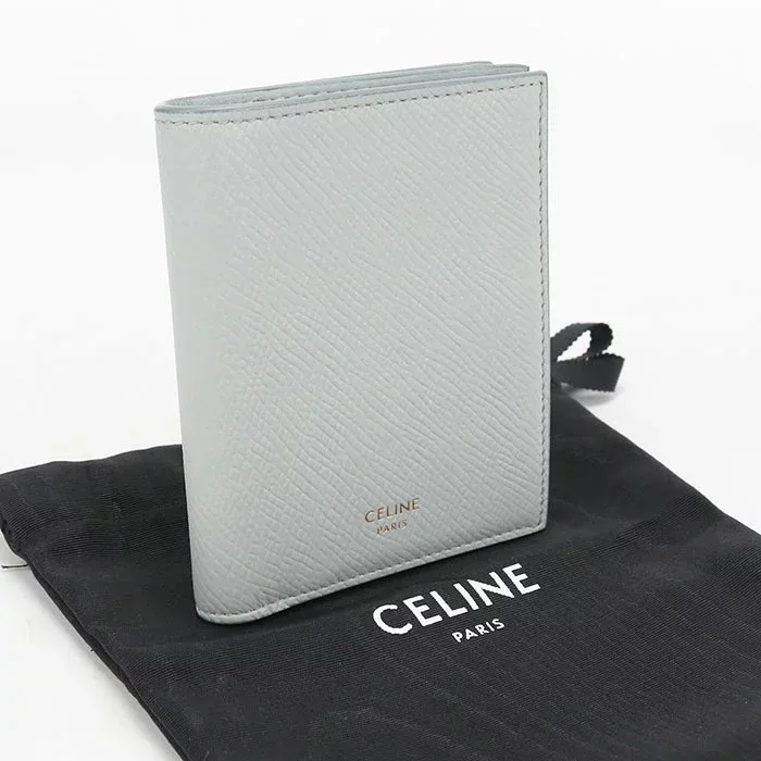 【中古良品】CELINE セリーヌ 二つ折り財布 10E493GTH コンパクトウォレット レディース ブルー