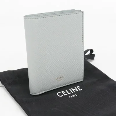 【中古良品】CELINE セリーヌ 二つ折り財布 10E493GTH コンパクトウォレット レディース ブルー