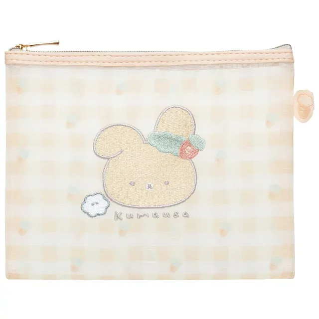 (3) くまうさ くまうさとにんじんテーマ メッシュポーチ CA39001【クマウサ/ともぷぅ/ともぷう/もやもや/サンエックス/メイク/コスメ/リップ/ネイル/小物入れ/旅行】