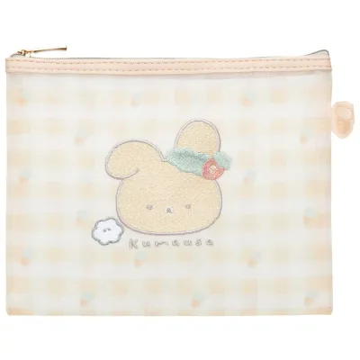 (3) くまうさ くまうさとにんじんテーマ メッシュポーチ CA39001【クマウサ/ともぷぅ/ともぷう/もやもや/サンエックス/メイク/コスメ/リップ/ネイル/小物入れ/旅行】
