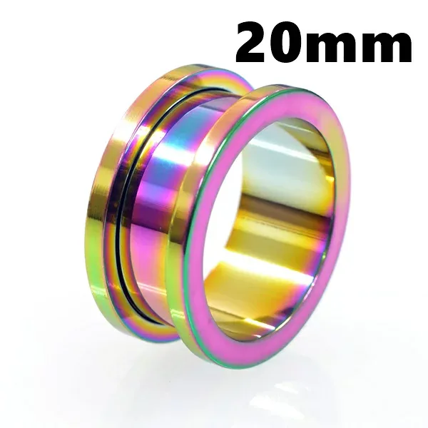 ボディピアス レインボーカラー フレッシュトンネル サージカルステンレス 20mm ボディーピアス