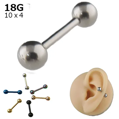 ボディピアス 18G 1mm 内径10mm ボール径4mm ストレートバーベル サージカルステンレス316L