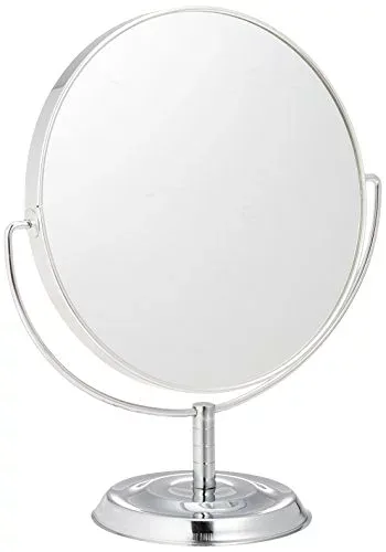メリー 片面約5倍拡大鏡付両面鏡卓上ミラー シルバー No.5880 W.173×D.87×H.198 mm