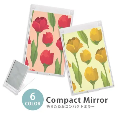 ミラー コンパクトミラー 折りたたみ スリム 花柄 薔薇 バラ フラワー チューリップ かわいい 大人かわいい ミニミラー かわいい 可愛い オシャレ 韓国 かわいい