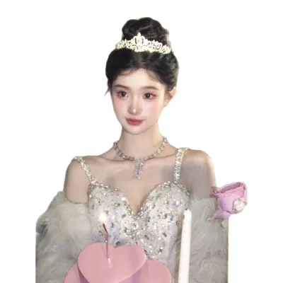 ティアラ メンズ レディース プリンセス 水晶 クラウン 高級感 金属 白水晶 電気メッキ加工 ヘアアクセサリー 誕生日 成人式 結婚式 シルバー 金 夏