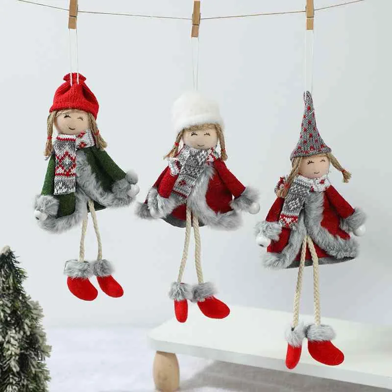 オーナメント クリスマス 飾り付け 天使 人形 足長 少女 マフラー おしゃれ かわいい ぬいぐるみ チャーム