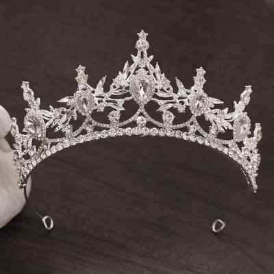 ティアラ レディース ブライダル ウェディング クリスタル ストーン クラウン カチューシャ 髪飾り ヘアアクセサリー 結婚式 披露宴 二次会 フォーマル ドレス 合金 シルバー
