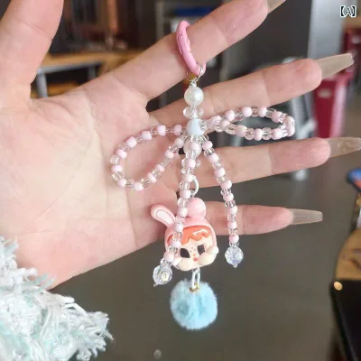 キーホルダー レディース かわいい リボン ビーズ 人形 ファーチャーム バッグチャーム 鍵 車 飾り 小物 アクセサリー
