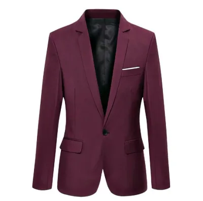 Tailored Jacket Men's Spring/Autumn Casual Business Slim One Button Single Men's Clothing Outerwear Plain Lightweight Commuting Suit Jacket