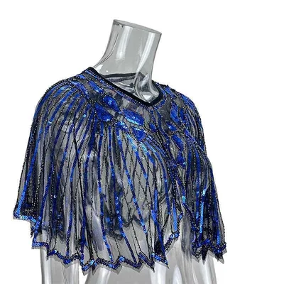 ショール レディース 結婚式 パーティー ボレロ スパンコール キラキラ レトロ アンティーク風 お呼ばれ 謝恩会 羽織物 コサージュ風 上品 シック 発表会 舞台 ステージ 衣装 オールシーズン