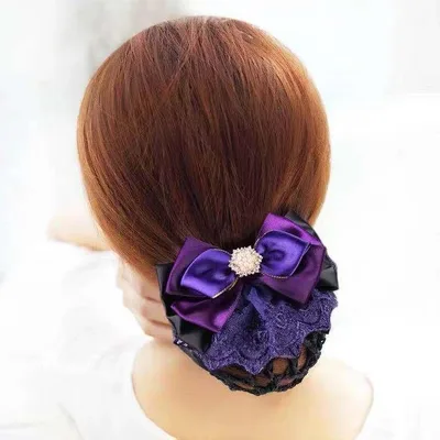 ヘアアクセサリー レディース シニヨンネット ヘアクリップめ リボン バレッタ まとめ髪 フォーマル 仕事用 オフィス 銀行員 看護師 接客 冠婚葬祭 おしゃれ 髪飾り