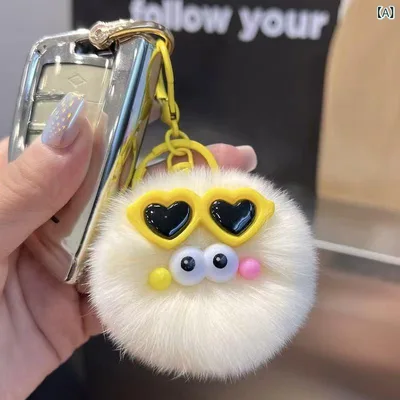 キーホルダー レディース かわいい フェイクファー バッグチャーム ポンポン マスコット ぬいぐるみ 車 鍵 通学 プレゼント