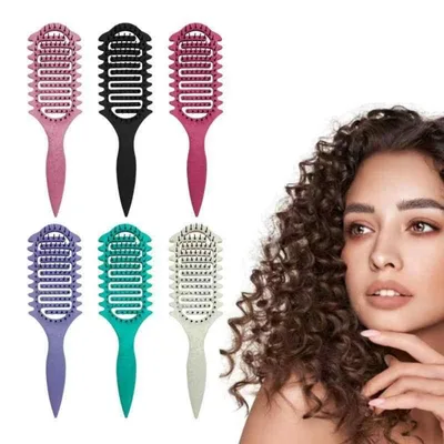 ヘアブラシ レディース メンズ 弾力 くし カール コーム 髪の毛 スタイリング 絡まない ヘアケア 濡れた髪 細歯 静電気防止 麦わら素材 軽量 家庭用 サロン用 旅行