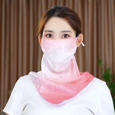 Face Cover, Women's, Spring/Summer, Cool Touch, UV Protection, UV Protection, Chiffon, Dustproof, Lightweight, Neck Guard, Sweat Absorbent, Quick Drying, Sun Shade, Mask, Not Stuffy, Over Ear, Foldable, Floral Pattern