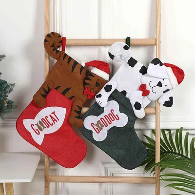 クリスマスソックス インテリア クリスマス 飾り 靴下 サンタソックス ギフトバッグ 壁掛け 吊り下げ 装飾品 おしゃれ かわいい トラ柄 ダルメシアン柄 欧風