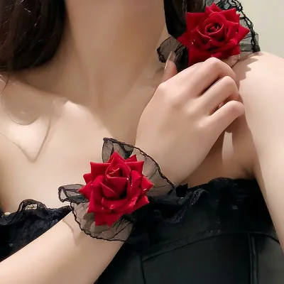 アームカバー レディース レース ローズ 手袋 薔薇 ロリータ ゴスロリ 暗黒系 コスプレ ハロウィン パーティー イベント アクセサリー ブラック ホワイト