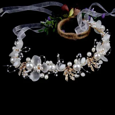 ヘアアクセサリー レディース ヘッドドレス 花冠 手作り 花かんむり 髪飾り ウェディング 結婚式 ブライダル 発表会 演奏会 パーティー ビジュー ラインストーン フラワー リボン カチューシャ ゴールド シルバー