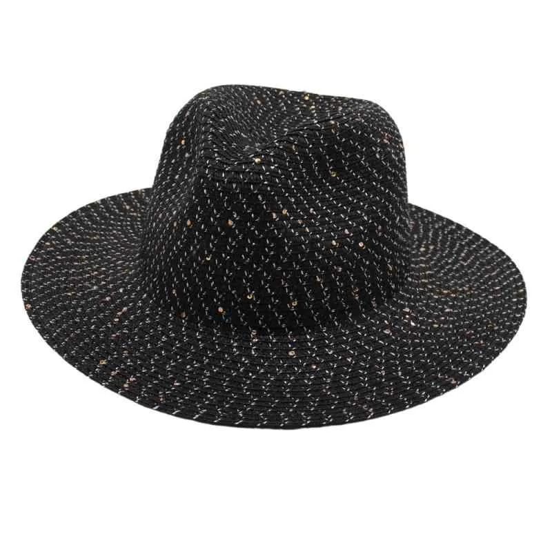 麦わら帽子 レディース メンズ 春夏 ストローハット スパンコール ビーチハット 日よけ帽子 紫外線対策 UVカット 遮光 軽量 速乾 通気性 旅行 海辺 リゾート 爵士帽 カジュアル おしゃれ