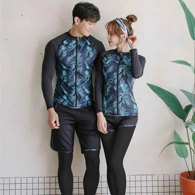 水着 ペア レディース メンズ 長袖 ロングパンツ セパレート ラッシュガード フィットネス 水陸両用 吸汗速乾 伸縮性 日焼け防止 紫外線対策 体型カバー ビーチウエア 潜水 シュノーケリング マリンスポーツ